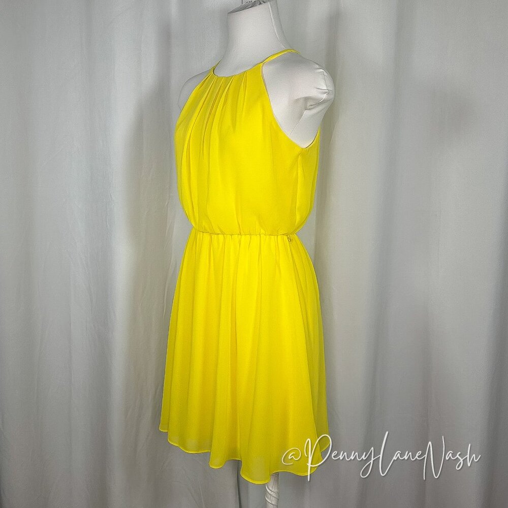 BCX Yellow Chiffon Halter Neck Mini Dress - Picture 5 of 11